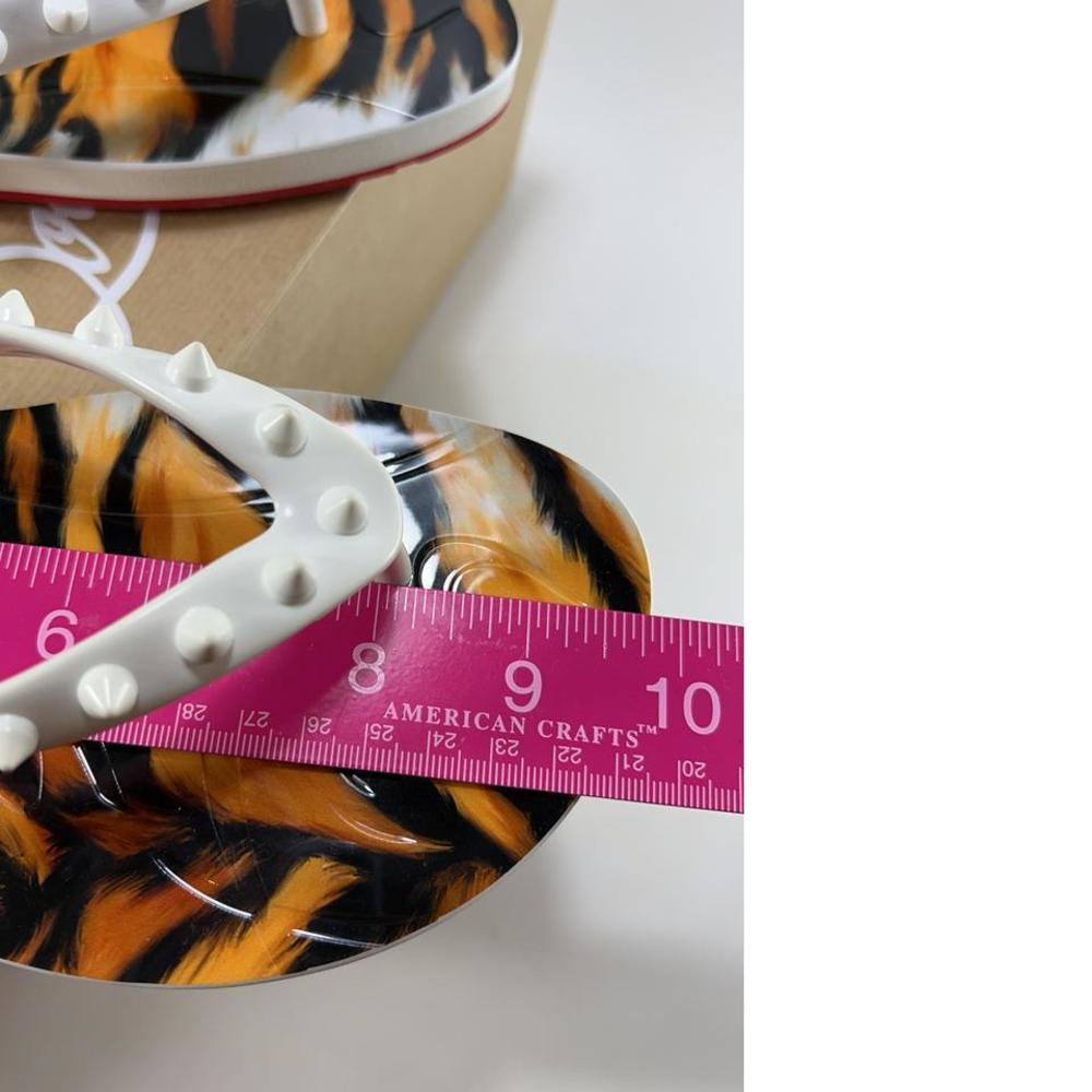 Christian Louboutin White and Tiger Print Sandals - Picture 10 of 12